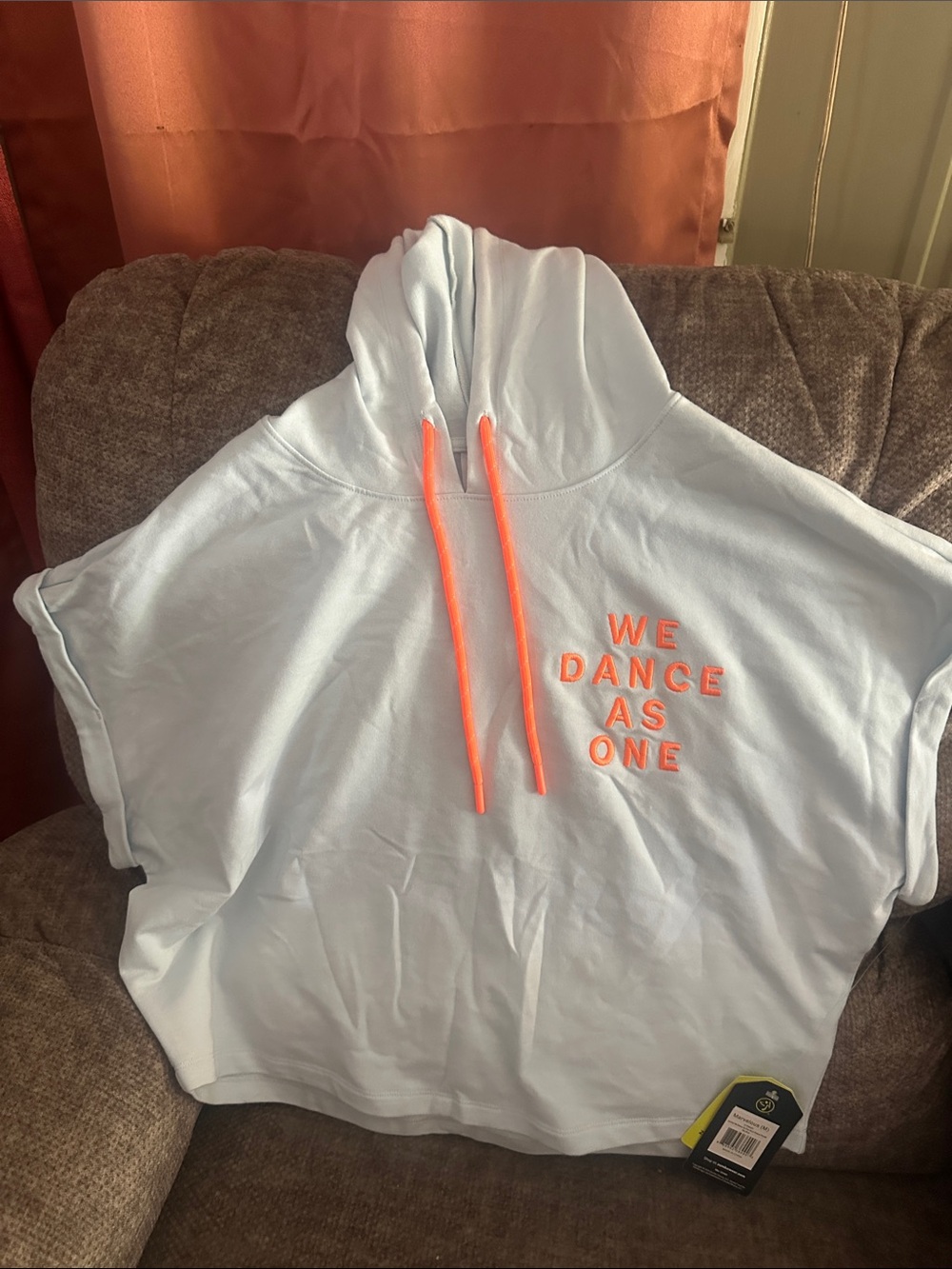 Zumba Fitness Light Blue Hoodie with Neon Orange Logo